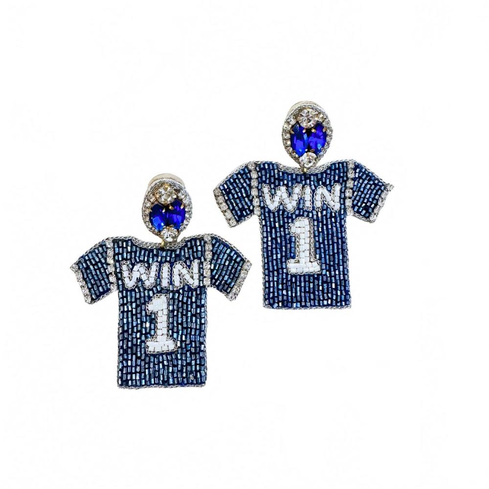 NEW TAYLOR SHAYE women's win jersey earrings in baby blue
